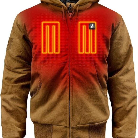 ActionWave Heated Work Jacket – Khaki, Heavy Duty w/ 3 Zone Heating System, Lg - Picture 2 of 5